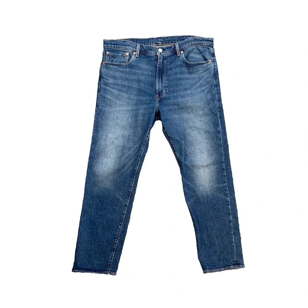 Levis Jeans Mens 38 Blue 502 Taper Selvedge Premium Denim Big E Medium Wash 2025